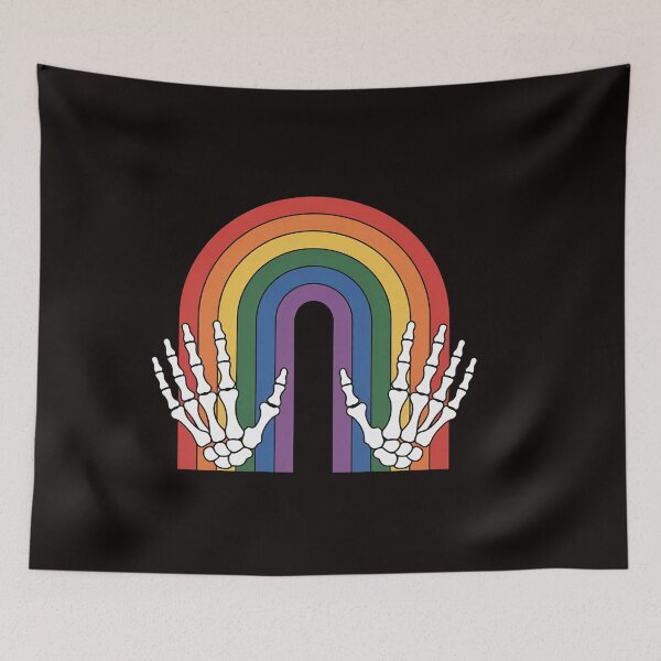 Item preview, Gothic Rainbow Pride Skeleton Hands Art Colorful Bones LGBTQ designed and sold by RatCurry.