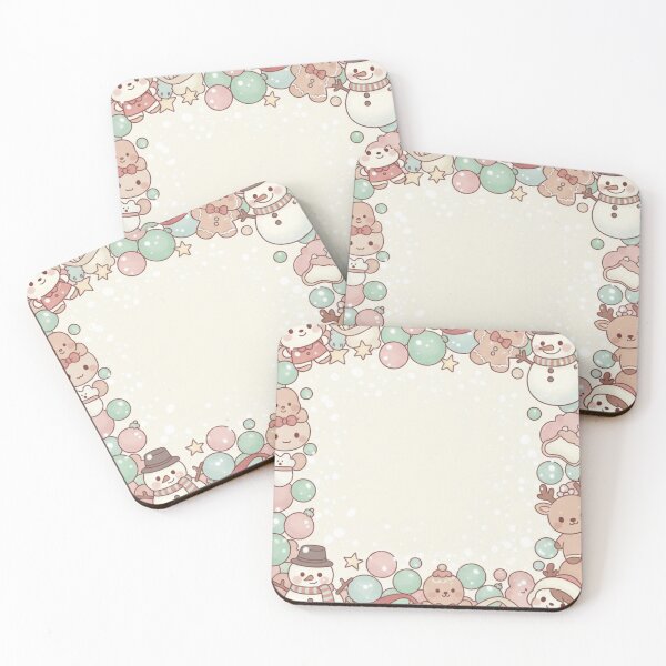 Item preview, Kawaii Christmas Pastel Frame - Gingerbread, Snowmen and Reindeer designed and sold by ViralCollector.