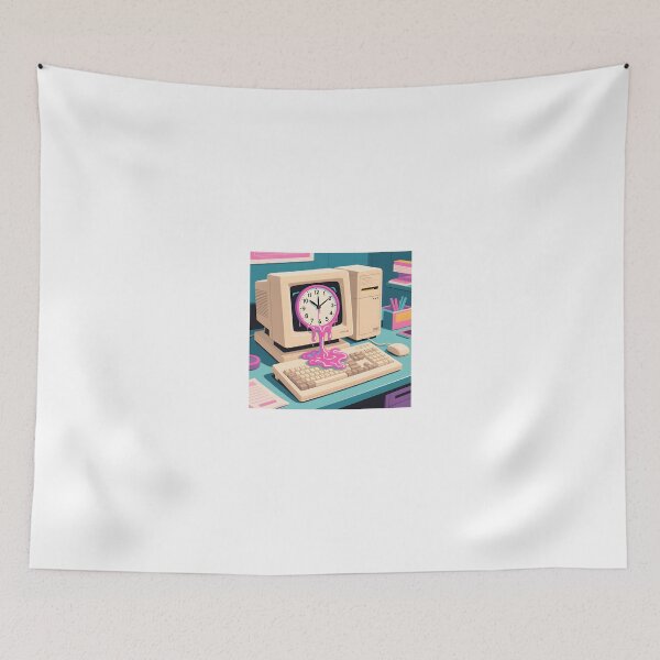 Item preview, Melting Clock Keyboard - Dali Inspired Vaporwave Glitch Art designed and sold by AestheticCore Designs.