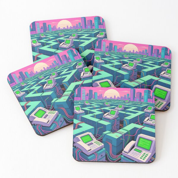 Item preview, Fax Machine Labyrinth - Vaporwave City Retro Tech Art designed and sold by AestheticCore Designs.