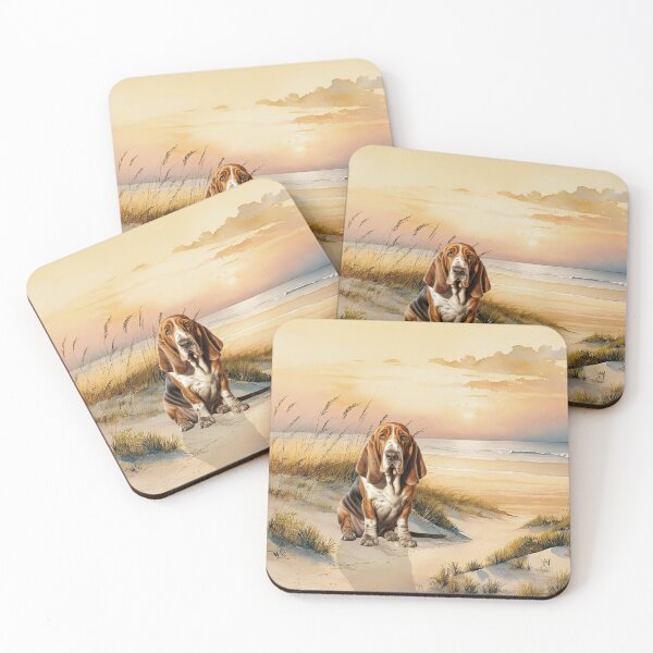 Item preview, Basset Hound Dog Beach Cove designed and sold by SalonOfArt.