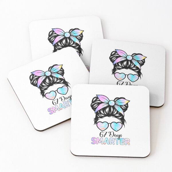 Item preview, 67 Days Smarter Messy Bun Six Seven 67th Day of School Girls designed and sold by diyoor.