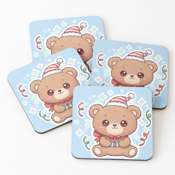 Item preview, Kawaii Teddy Bear with Gift and Christmas Hat designed and sold by ViralCollector.