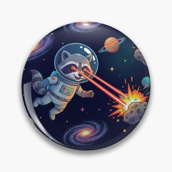 Item preview, seamless Laser-Eyed Space Raccoon - Cosmic Battle Tee designed and sold by Brudy-R.