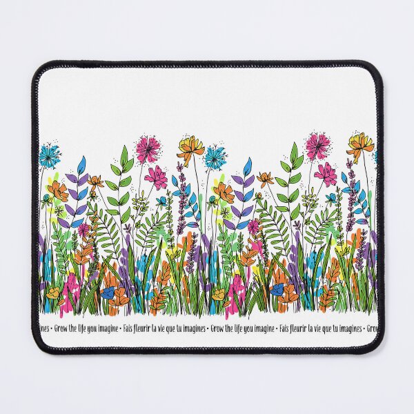 Item preview, Fais fleurir la vie que tu imagines — Grow the life you imagine — Wildflower Line Art designed and sold by FrancophileFun.