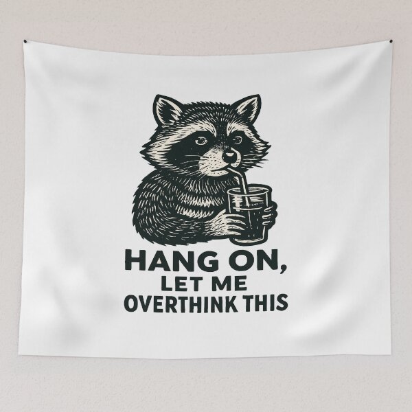 Item preview, Overthinking Raccoon with Drink designed and sold by SquiggleNest.