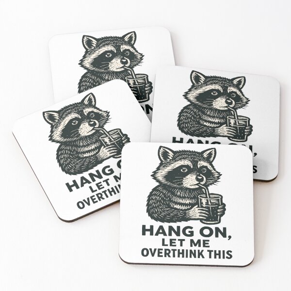 Item preview, Overthinking Raccoon with Drink designed and sold by SquiggleNest.
