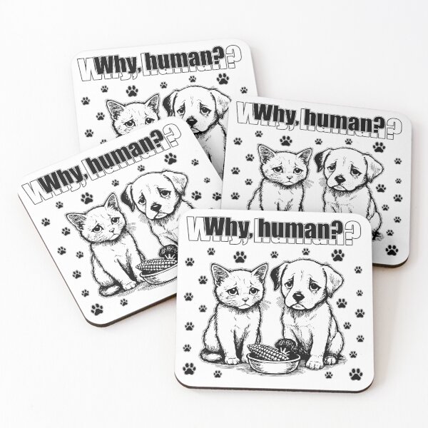 Item preview, Crying Kitten & Puppy — “Why, Human???” Comic Meme Art designed and sold by ArhiStrategOne.