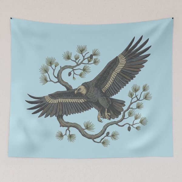 Item preview, Lammergeier Bearded Vulture Flying in Pine Trees designed and sold by BirdsnStuff.