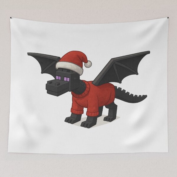 Item preview, Ender Dragon Santa Claus, Minecraft Style! Blocky, Jolly & Ready for Christmas designed and sold by DibujandoPorfa.