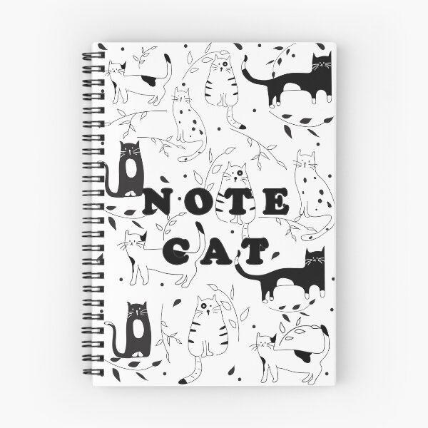 Item preview, NOTE CAT Doodle Pattern Notebook Cover | Cute Black & White Cats designed and sold by MG.STUDIO.
