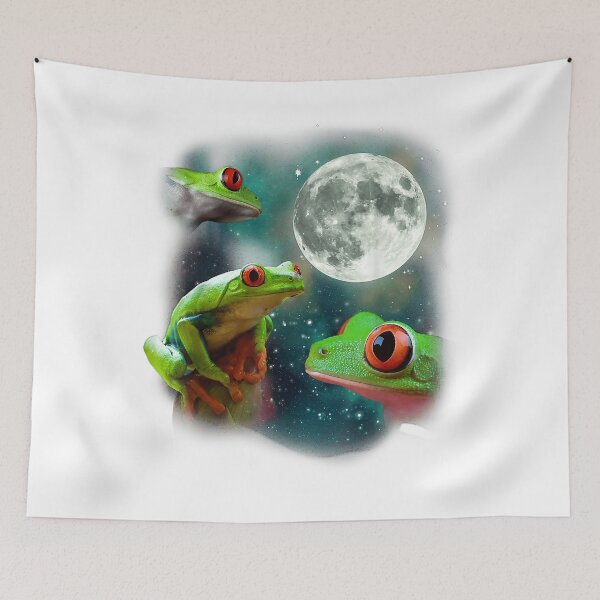 Item preview, Three Frog Moon  3 Treefrog Weird Funny Magical Cursed Meme Men designed and sold by AngelaOdonn.