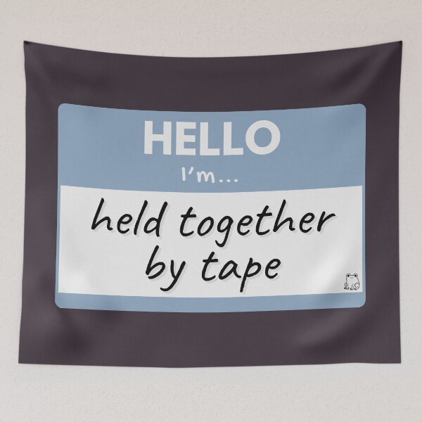 Item preview, Hello I’m Held Together by Tape – Blue designed and sold by buglevel.