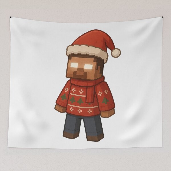 Item preview, Herobrine Santa Claus, Minecraft Style! Blocky, Jolly & Ready for Christmas designed and sold by DibujandoPorfa.