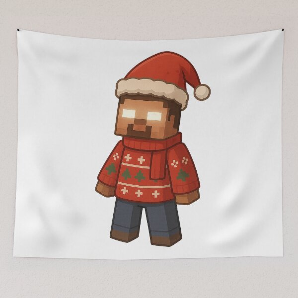 Item preview, Herobrine 2 Santa Claus, Minecraft Style! Blocky, Jolly & Ready for Christmas designed and sold by DibujandoPorfa.