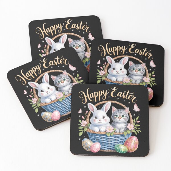 Item preview, Cute Easter Happy Easter Bunny and Cat designed and sold by Bandikonsalez.