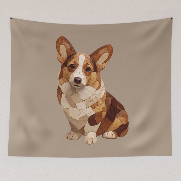 Item preview, Corgi Wood Intarsia Marquetry Dog Art designed and sold by bAIryBarn.