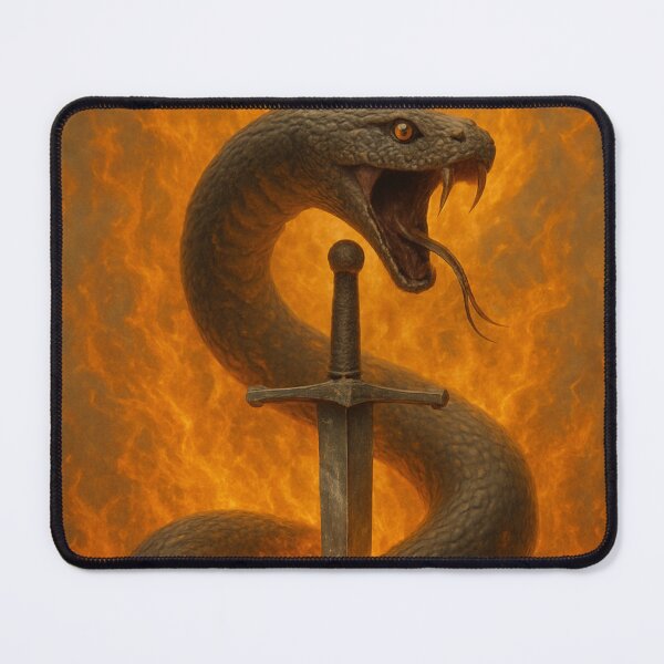 Item preview, Mythical Flaming Serpent Guarding Ancient Blade designed and sold by LadyWoo.