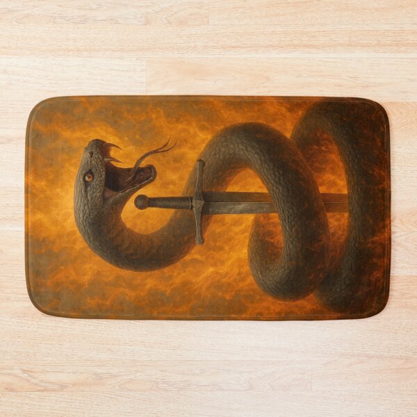 Item preview, Mythical Flaming Serpent Guarding Ancient Blade designed and sold by LadyWoo.