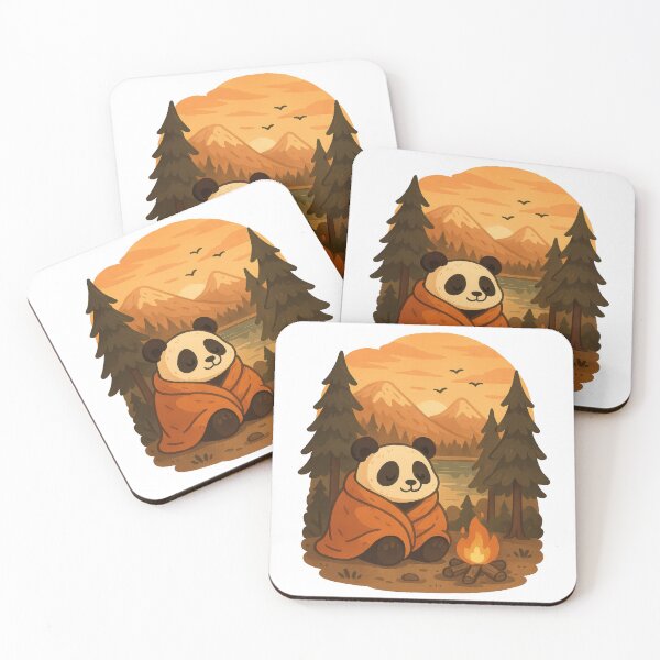 Item preview, Cozy Camping Panda by the Campfire | Cute Wilderness Sunset Art designed and sold by inkoutninja.