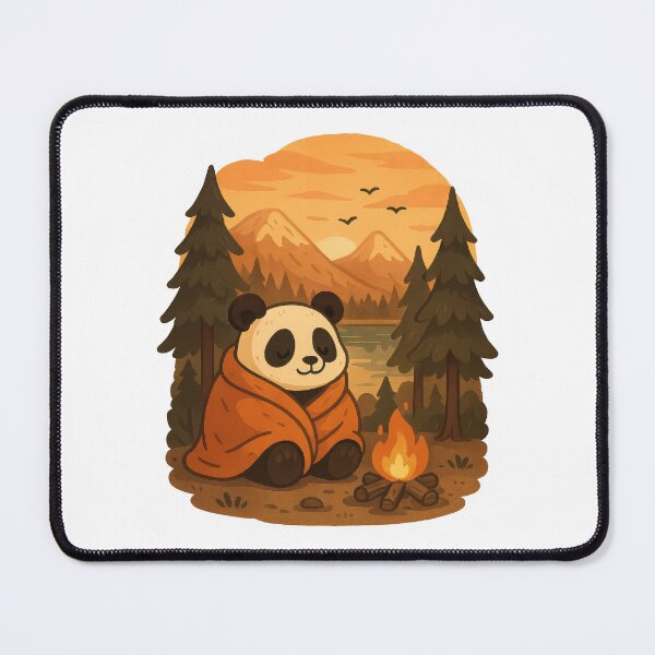 Item preview, Cozy Camping Panda by the Campfire | Cute Wilderness Sunset Art designed and sold by inkoutninja.