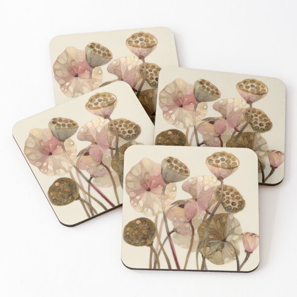 Item preview, Lotus Seed Pods & Leaves — Soft Botanical Ink Painting designed and sold by dawnleblanc55.