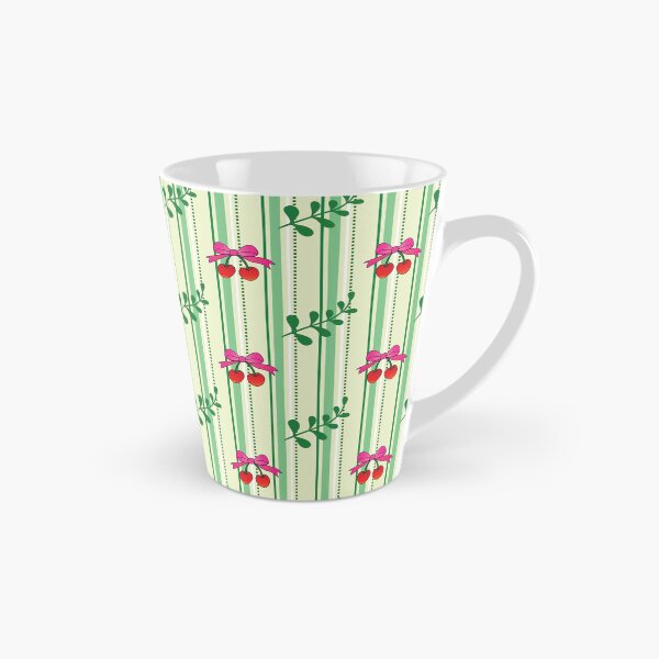 Item preview, Cherry Ribbon and Leaf Pattern on Green Striped Background designed and sold by RS4you.