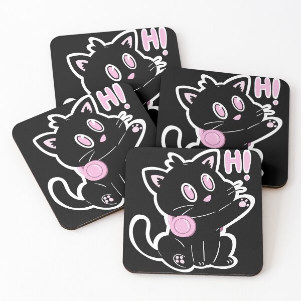 Item preview, Black Pink Cat wear a headphone designed and sold by Nyam-NyamMerch.