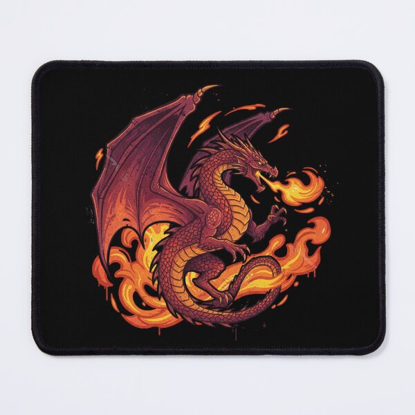 Item preview, Fierce Red Dragon Breathing Fire | Fantasy Mythical Creature Art designed and sold by Gideon-tevalins.