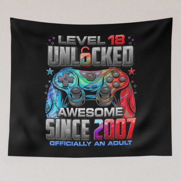 Item preview, Level 18 Unlocked Awesome Since 2007 18Th Birthday Gaming designed and sold by TysonLangosh.