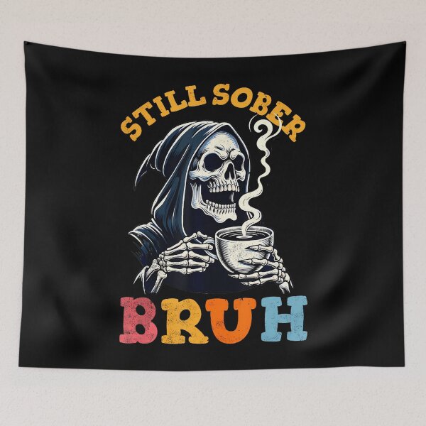 Item preview, Retro Groovy Still Sober Bruh Funny Skull Sobriety Aa Na designed and sold by RuthSheila.