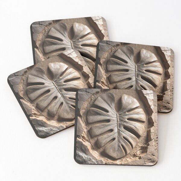 Item preview, Ancient Monstera Fossil - Limestone Relief designed and sold by terramuse.