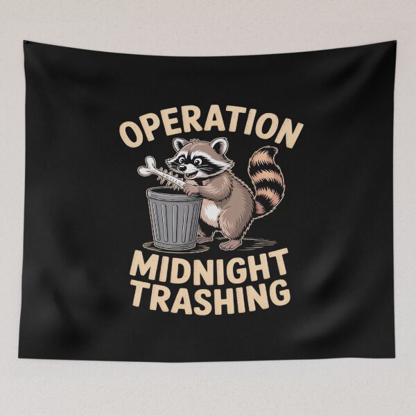 Item preview, Operation Midnight Trashing Funny Raccoon Trash Can Night designed and sold by LinlinsDemons.