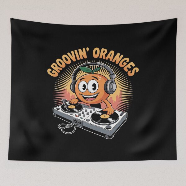 Aperçu de l'œuvre Copie de Orange You Glad It’s a Oranges Dj Mix Beats FunSunshine Kind of Day créée et vendue par velltoons.