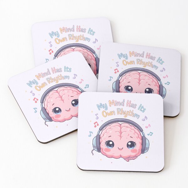 Item preview, “My Mind Has Its Own Rhythm” Kawaii Brain with Headphones – Cute Music Lover Aesthetic Design designed and sold by PureBrain.