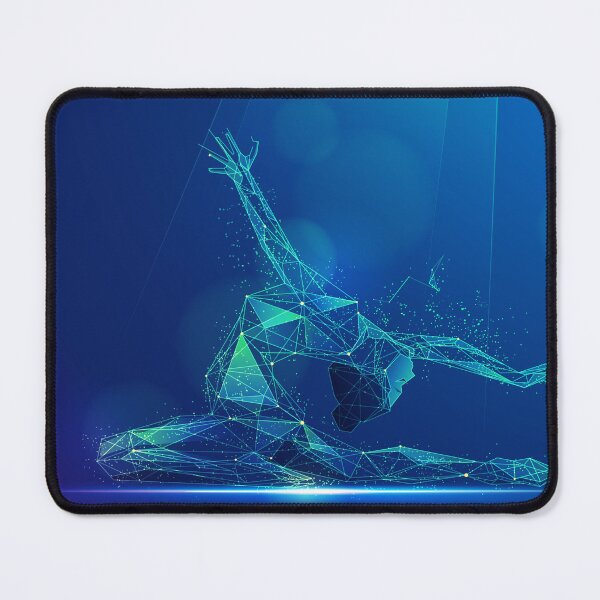 Item preview, graphic of low poly wireframe ballerina performing rhythmic gymnastics presented with vivid futuristic style designed and sold by NiamLab.