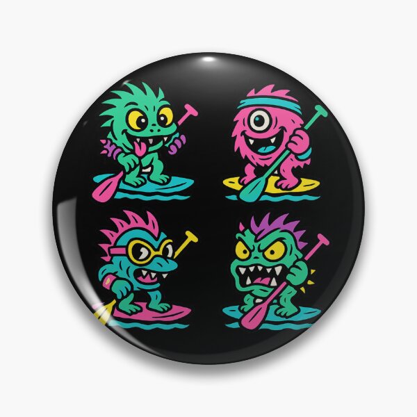 Item preview, Neon Monster Paddle Boarding - Retro Monster Graphic for T-Shirts & Stickers designed and sold by SpokeBender.