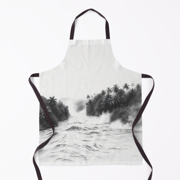 Item preview, Black and White Tropical Waterfall Pencil Drawing Art designed and sold by EllDAV777.