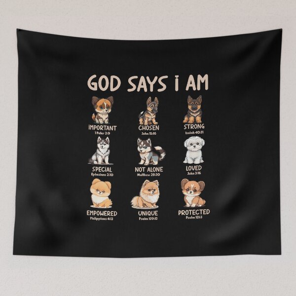 Item preview, Funny Cute Dogs God Say I Am Christian Bible Verse designed and sold by KellyJudith.