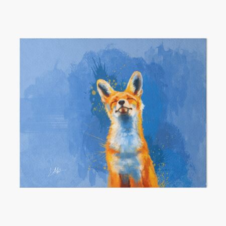 Item preview, Happy Fox - blue fox illustration designed and sold by Flo Art Studio.