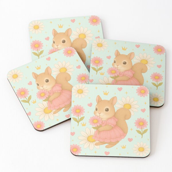 Item preview, Cute Squirrel in a Pink Dress with Flowers - Green designed and sold by HIMEKARI.