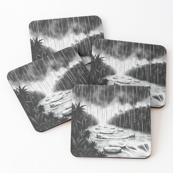 Item preview, Black and White Tropical Rainforest River Storm Art designed and sold by EllDAV777.