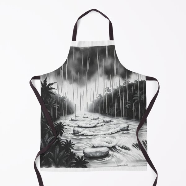 Item preview, Black and White Tropical Rainforest River Storm Art designed and sold by EllDAV777.