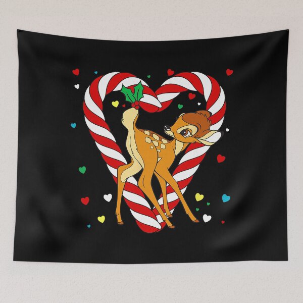 Item preview, Cute Winter Fawn in Candy Cane Heart – Festive Holiday Illustration designed and sold by DemetMath.