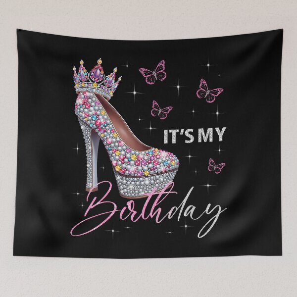 Item preview, Es mi cumpleaños. Tacones altos, corona, mariposas, estrellas. designed and sold by TysonLangosh.