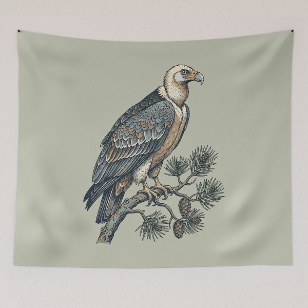 Item preview, Lammergeier Vulture Perched on Pine Branch designed and sold by BirdsnStuff.