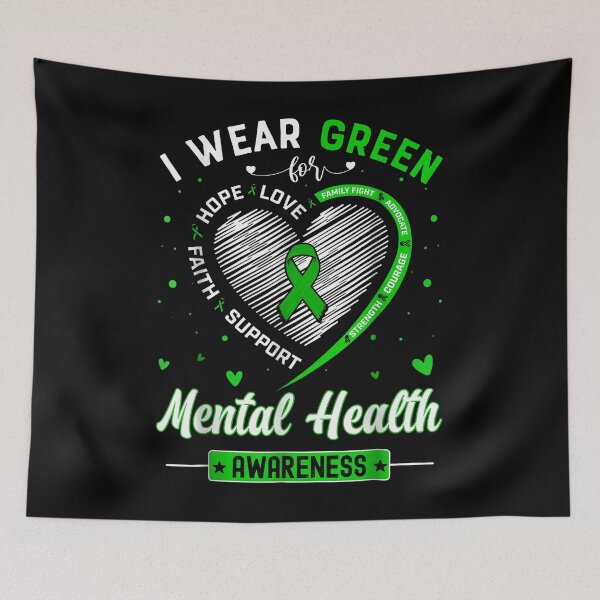 Item preview, I Wear Green For Mental Health Awareness Month Support Heart Shirt designed and sold by Marga1994.
