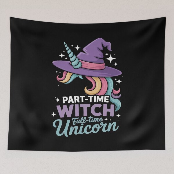 Item preview, Part-Time Witch Full-Time Unicorn Neon Purple Fantasy designed and sold by JaskconLIfe23.