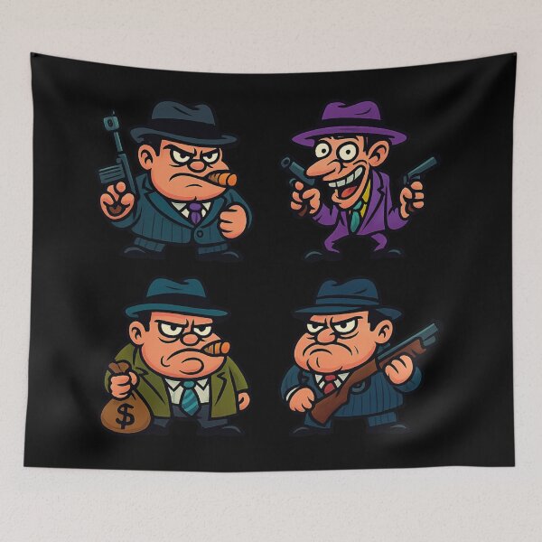 Item preview, Funny American Gangsters Organized Crime Cartoon Character Set - Mafia Spies - Gangster Americano designed and sold by SpokeBender.