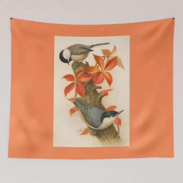 Item preview, Ornithological Print: Chickadee and White-Breasted Nuthatch designed and sold by Tridentulus.